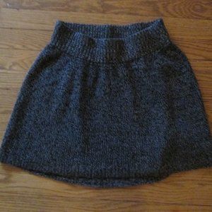 Black & Gray Sweater Heather Knit Cotton Easy to Wear Pull-on Mini Skirt sz S